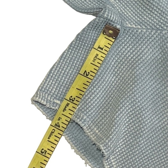 Splendid shorts tie waist thermal waffle mineral wash raw hem blue size XS - Picture 9 of 12